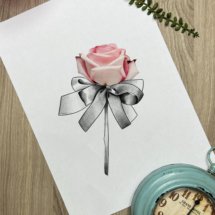 pink kawaii rose realistic color tattoo mockup