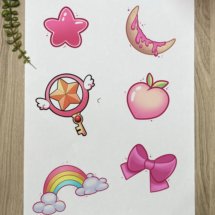 miscelanious kawaii pink tattoo designs anime peach bow moon star