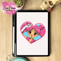 Sailor moon kawaii pink tattoo design mockup