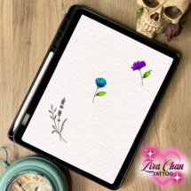 floral kawaii flash tattoo design mockup