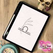 zodiaco libra balança flash tattoo design mockup