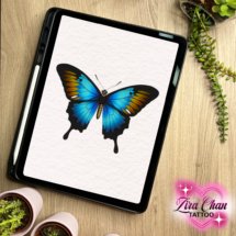 butterfly kawaii color tattoo design mockup