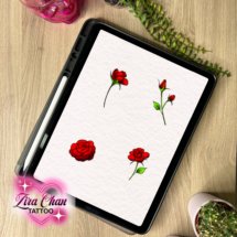 rosas flash tattoo design mockup