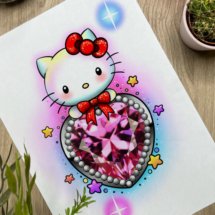 hello kitty gemstone kawaii pink tattoo design mockup