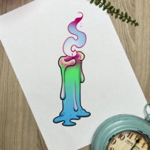 candle colorfull kawaii tattoo design mockup