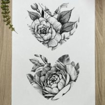 floral tattoo design linha fina preto e cinza