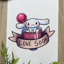 cinnamoroll kawaii love soda tattoo design