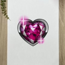 heart gemstone tattoo design kawaii