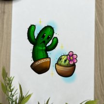 kawaii cactus tattoo design