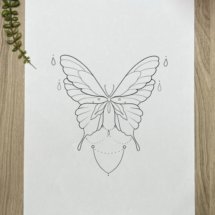 butterfly line work tattoo design