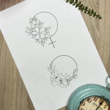 female fine line floral tattoo design mockup