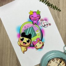 tamagotchi anime kawaii tattoo design mockup