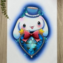 cinnamoroll blue gemstone anime kawaii tattoo design mockup