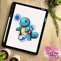 squirtle pokemon anime tattoo kawaii design mockup