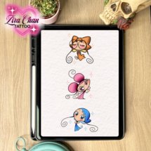 do re mi anime tattoo flash design kawaii mockup