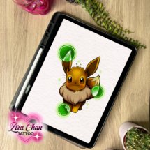 eevee pokemon anime kawaii pink tattoo design mockup