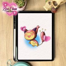 Skitty pokemon anime game kawaii color tattoo design mockup