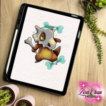 kubone pokemon anime kawaii color tattoo design mockup